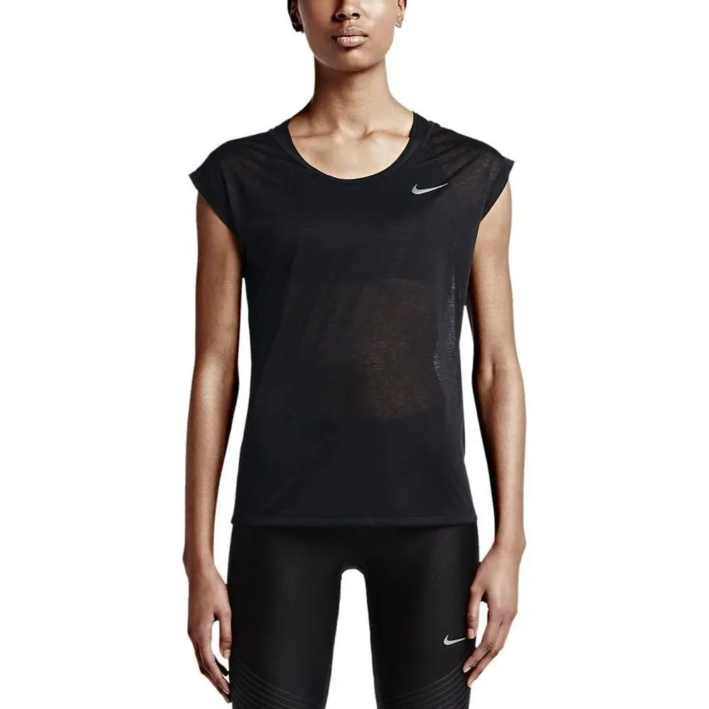 Nike Dri Fit Women's Cool Breeze Short Sleeve T Shirt in Black Size Large